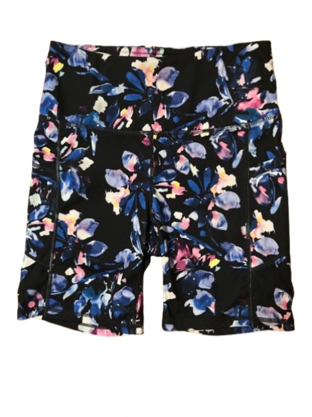 GAIAM Yoga Floral Black Watercolor Athletic Shorts Size Small